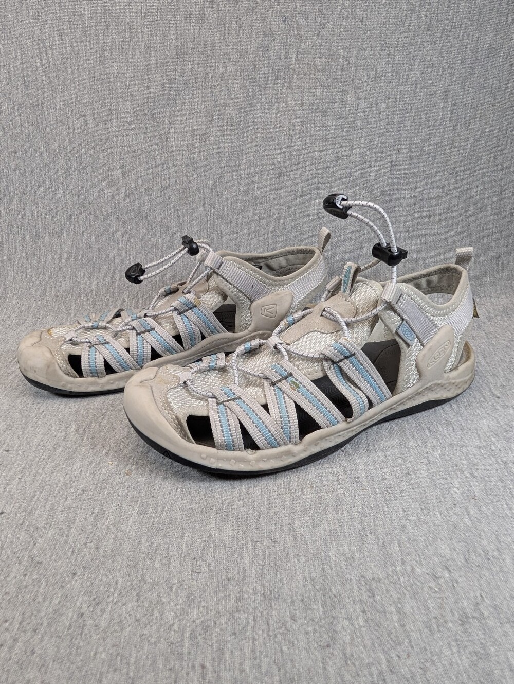 Keen Drift Creek H2 Hiking Sandals Women's 8.5 Beige Blue Waterproof Adjustable